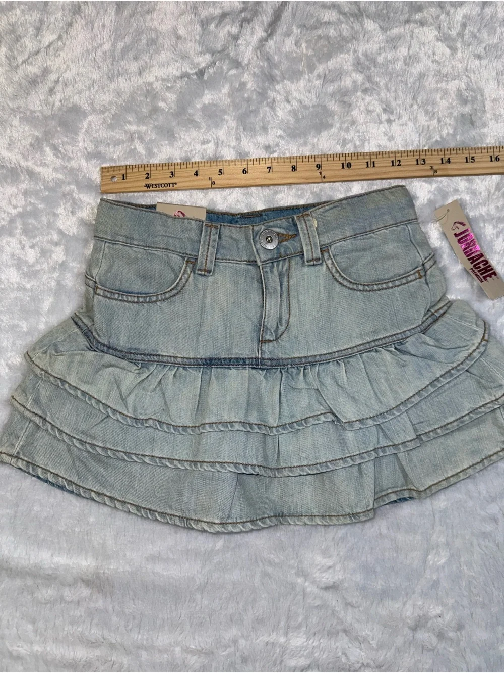 Jordache Light Wash Denim Ruffle Skort - Pale Blue